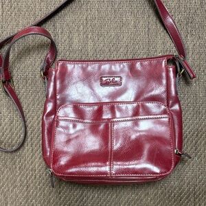 Relic  burgundy leather wallet front Crossbody Bag